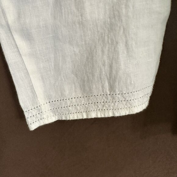 Talbots Womens Irish Linen Hooded Tunic Top MEDIUM White Beach Resort Minimalist - Picture 6 of 9